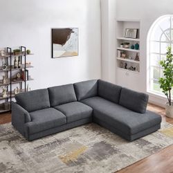 Charcoal gray sectional sofa, L shape