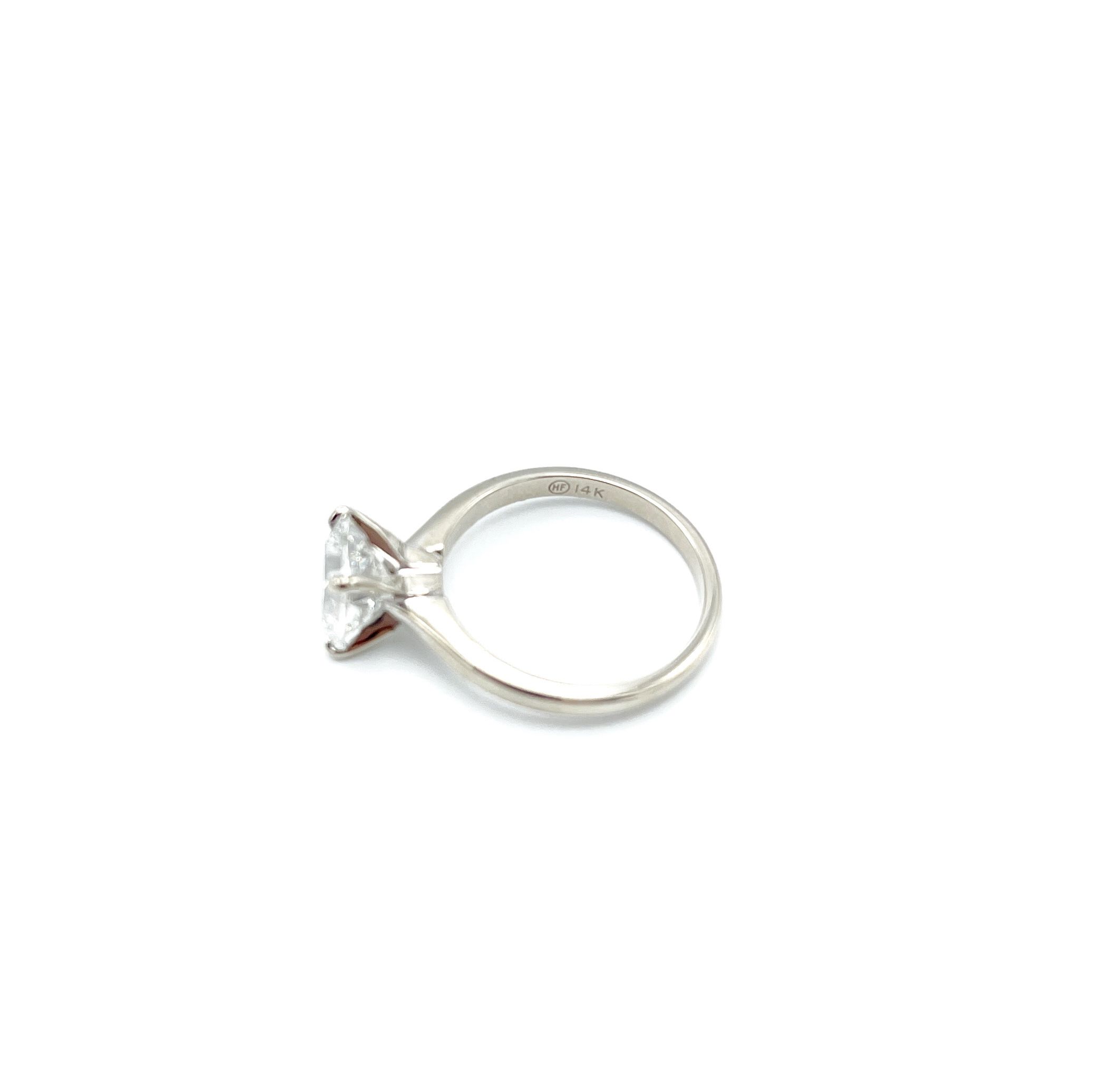 14KT White Gold Solitaire Ring (2.02ct Cushion Cut H VS2)