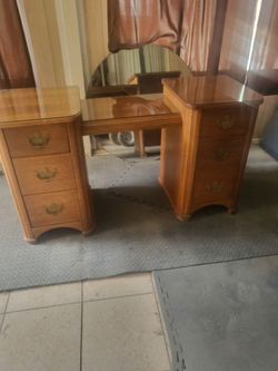 Vintage Art Deco furniture piece   "waterfall"
vanity desk, with mirror