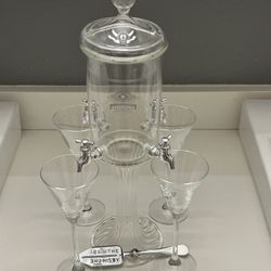 Kubler Absinthe Fountain with Four Glasses and Sugar Cube Absinthe Spoon