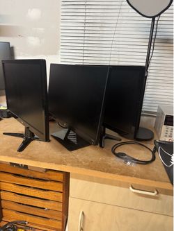 3-Monitor Bundle – HP 22cwa IPS + 2x Acer 22" Monitors (HP Tested Working)
