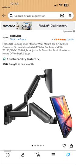 Gaming dual monitor wall mount