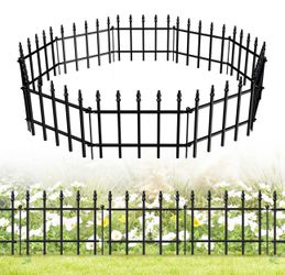 Decorative Metal Garden Fence 11" x 12', Small Fence Border with Stakes - B246