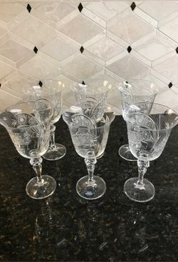 Elegant Bohemia style glass cups set of 6