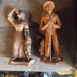 Vintage Wooden Carved Figures Price For Pair 