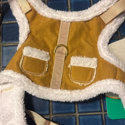 Dog Harness Beige Suede 4 Buckles