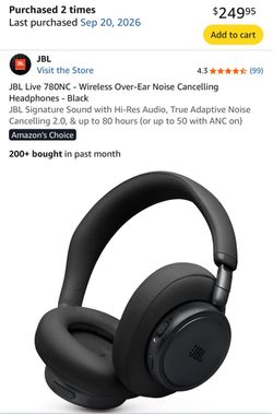 JBL Live 780NC Wireless Over-Ear Headphones Black