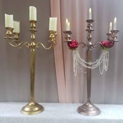 Tall Candelabras - 39 Inch Solid Metal For Wedding Centerpieces