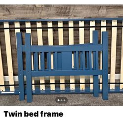 💙 Twin Blue Wooden Bed Frame (Mattress NOT Included)  Selling a sturdy blue wood bed frame in good used condition. Mattress is not included.
