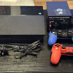 PS4 with Controllers + Voltage Converter 