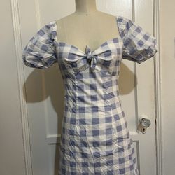 Gingham ,powder blue ,Summer Dress