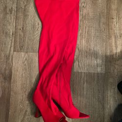 Red Thigh High Boots Size 10
