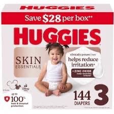Huggies Skin Essentials Baby Diaper Size 3, 144ct $34.99