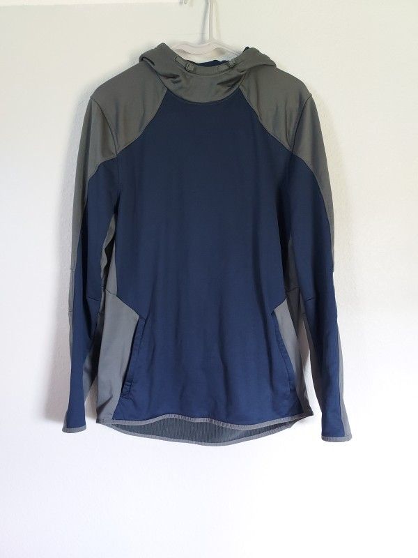 Under Armour Hoodie Mens Medium Gray Blue Reactor Stretch Pullover Coldgear