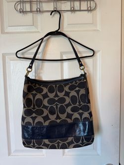 Coach Legacy Signature Denim Hobo Bag 12549 Navy Blue Patent Leather Y2K