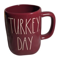 Rae Dunn Turkey Day Maroon Ceramic Mug - Artisan Collection by Magenta