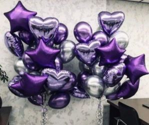 Purple and silver bouquet Balloons