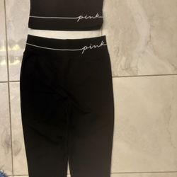 Pink Sports Bra Leggings Set