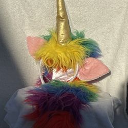Unicorn Rainbow Headband With Long Tail - Halloween 