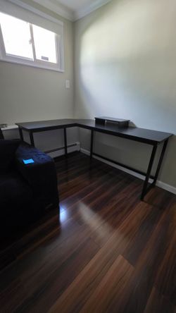 Modern Black L-Shaped Corner Desk with Monitor Stand