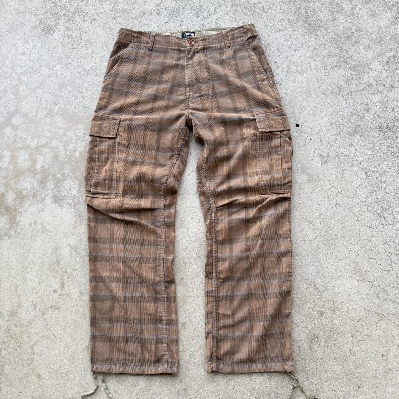 Stussy Corduroy Plaid Cargo Baggy Pants