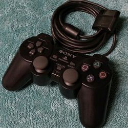 Sony PS2 BLACK Wired Controller DualShock PlayStation 2 Works Great!