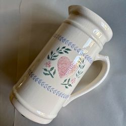 Vintage 40-oz Heart Flower Ceramic Pitcher/Container
