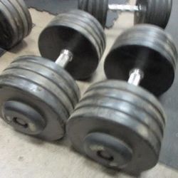 Used Intek 85 Lb Rubber Dumbbell - Pair