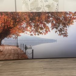 🖼️ Bundle: 2 Large Canvas Wall Art Pieces – Abstract Glam + Autumn Lake | $60
