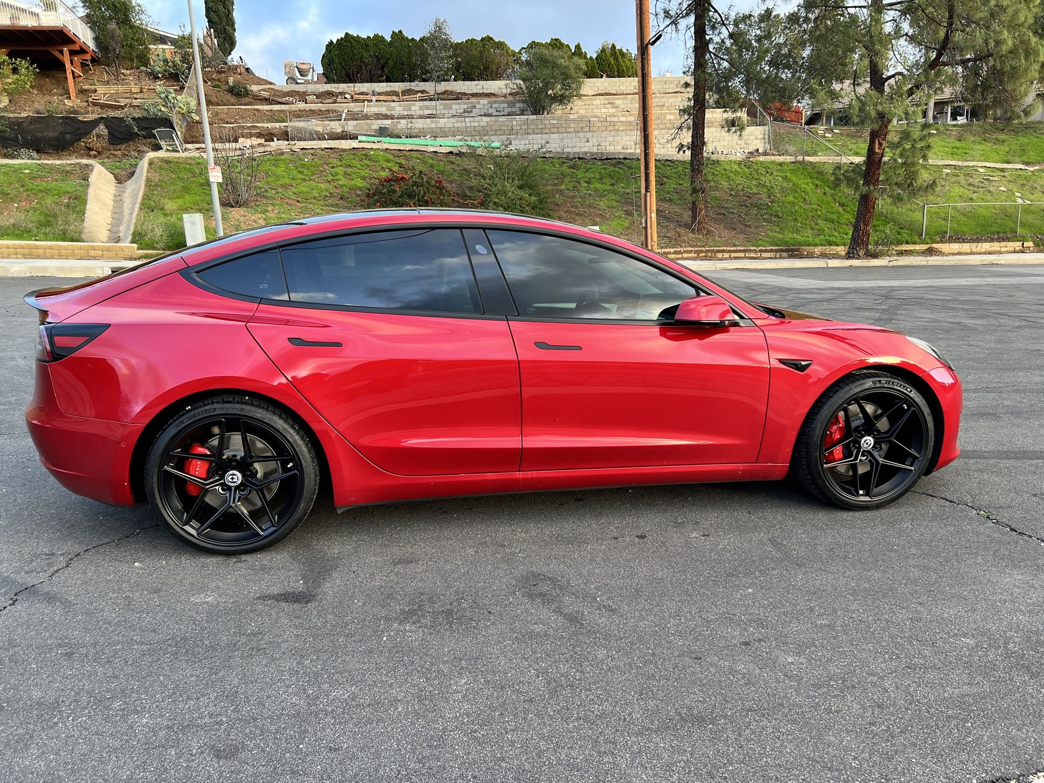 Tesla Model 3 HRE FF11 Matte black Staggered Wheels And Michelin Pilot Sport Tires