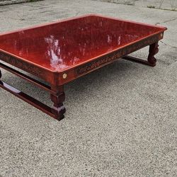 Fantastic Vintage Asian/Korean Red Stain & Laquer Folding Leg Tea Table