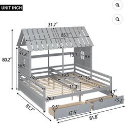 Twin Size Wood House Double 