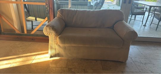 Beige Fabric Loveseat Sofa