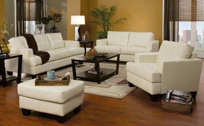 Brand New Cream Breathable Leatherette Sofa and Love Seat Set