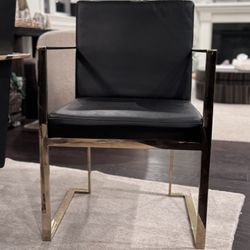 4 Or 8: Black and Gold Faux Leather  Dining Armchairs