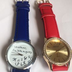 2 BEAUTIFUL WOMENS LEATHER WRIST WATCH  😍 $12 FOR BOTH 