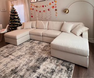Ashley Furniture Cream Modular U-Shaped Sectional Sofa