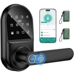 Smart keypad Door Lock with Handle，Fingerprint Keyless Entry Digital Lock with Built-in doorbell for Front Door,Bedroom,biometric Door knob, APP Contr
