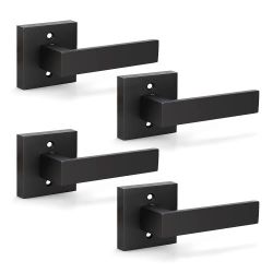KNOBWELL Dummy Door Handles 4 Pack, Interior Door Knob, Heavy Duty 0.93 lb Non-Turning Right/Left Square Door Handle Levers