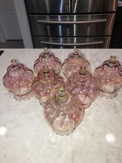 Rare Vintage Crystal Pink Gold Peg Votive Candle Holder Have Seven Available $10 Each