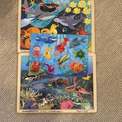 3 Melissa And Doug Wooden Puzzles