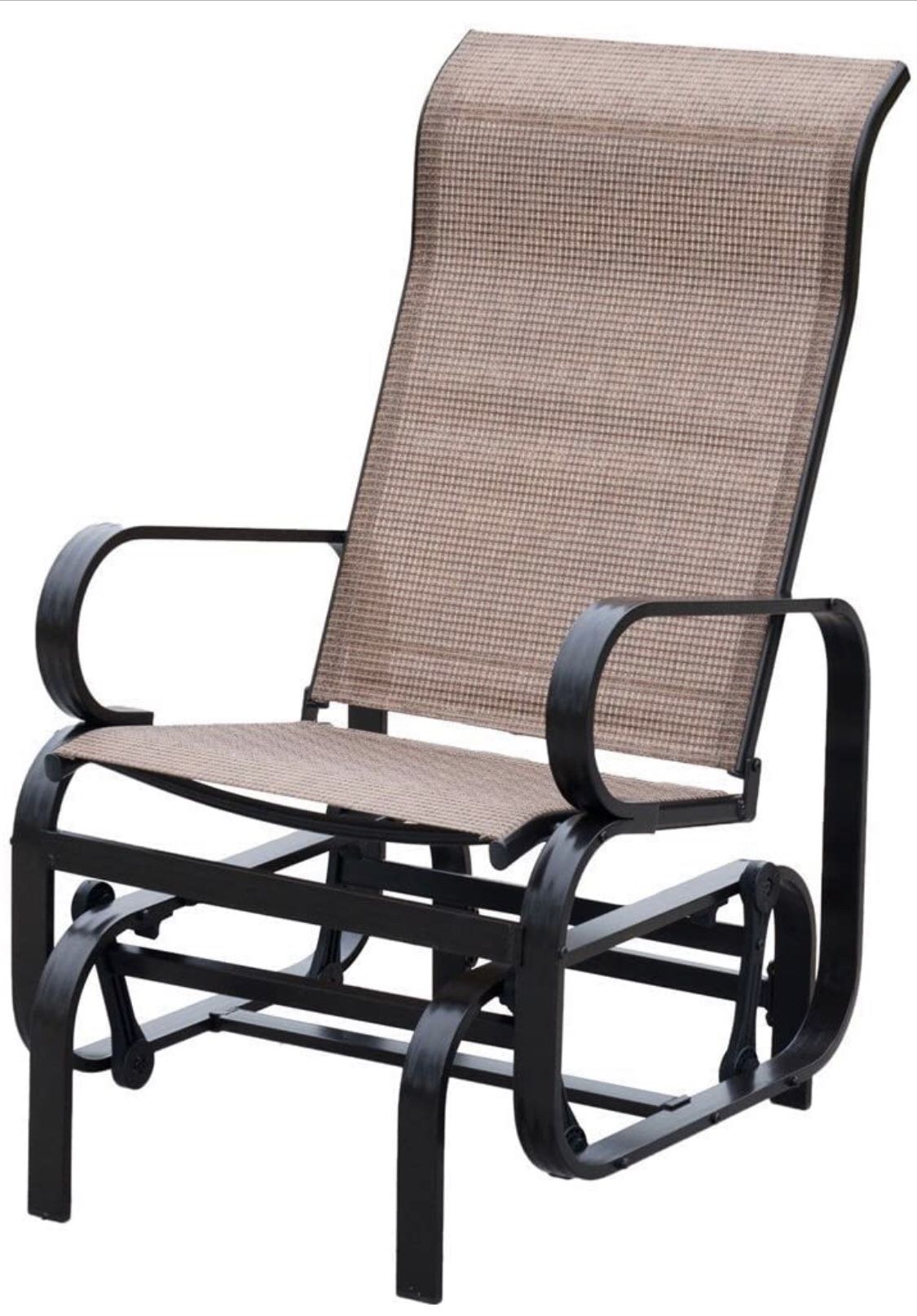 PatioPost Outdoor Porch Glider Patio Swing Rocking Lounge Chair with Breathable Textilene Fabric Powder Coated Sturdy Aluminum Frame Support 350lbs fo
