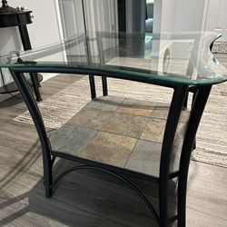 Three Piece Matching Glass End Tables And Sofa Table
