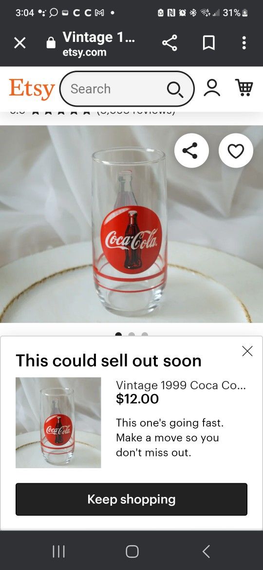 1999 Vintage Coke Glass