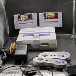 SNES Bundle – 2 Controllers, Donkey Kong Country 2, Super Soccer 