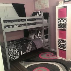 Wooden Gray Bunk Bed 
