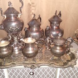 Antique Silver On Copper Tea Set