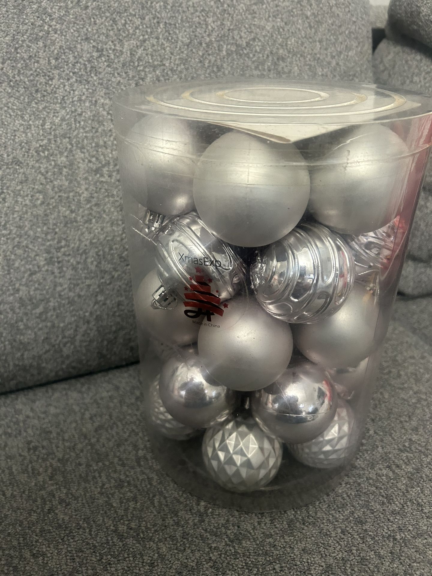 Christmas pink and silver ornaments 24 count