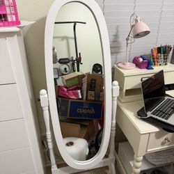 Oval Standing Mirror White