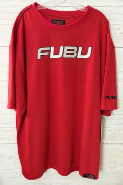 FUBU Men’s RARE Red Short Sleeve Reflective Logo Crew Neck Shirt NWT $88